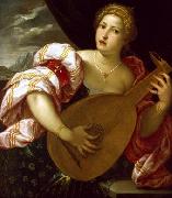 Young Woman Playing a Lute MICHELI Parrasio